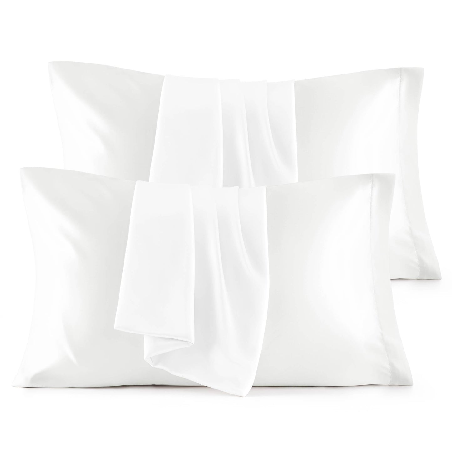 Bedsure Satin Pillowcase for Hair and Skin Queen - Silver Grey Silky Pillowcase 20x30 Inches - Set of 2 with Envelope Closure, Similar to Silk Pillow Cases, Gifts for Women Men