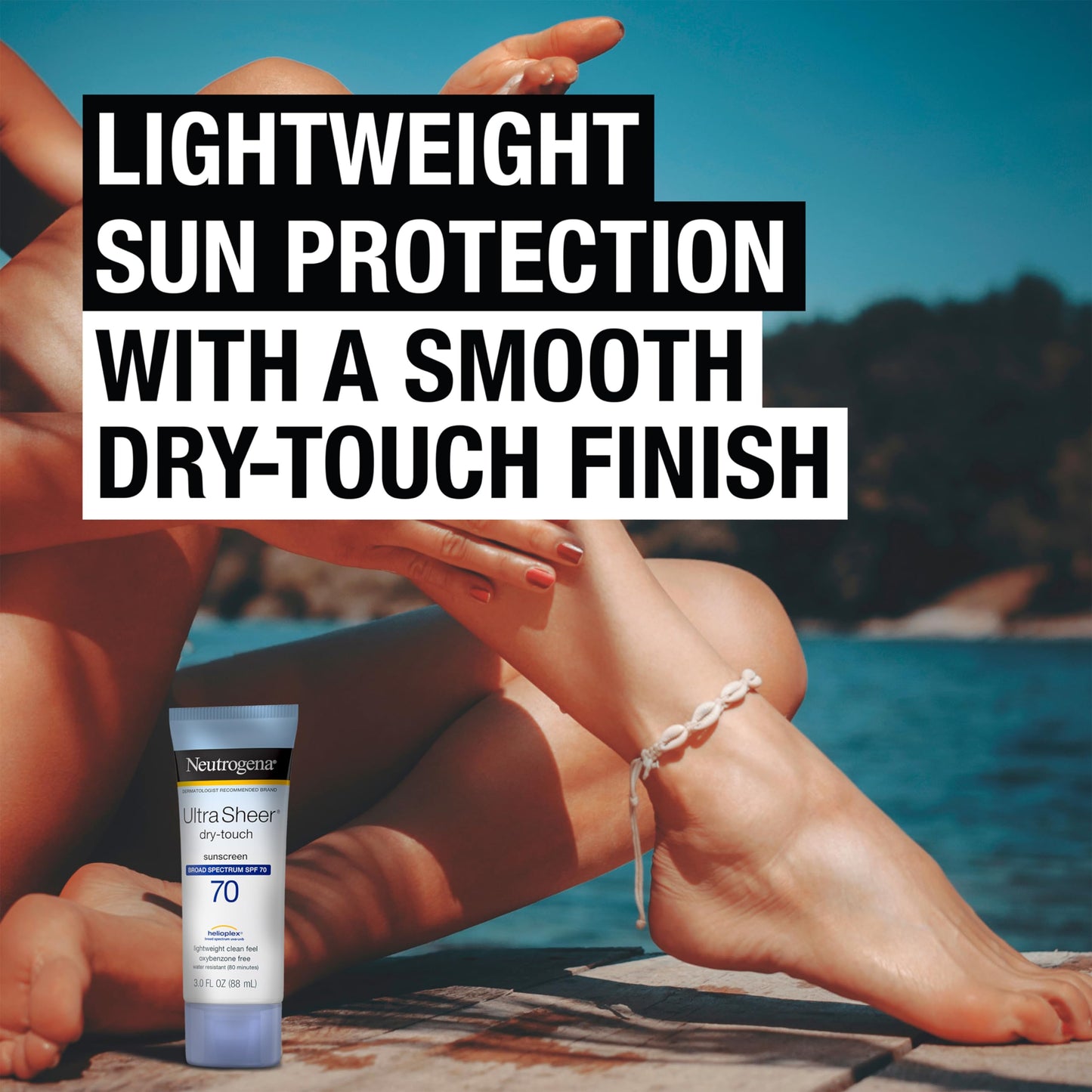 Neutrogena Ultra Sheer Dry-Touch Water Resistant and Non-Greasy Sunscreen Lotion with Broad Spectrum SPF 70, 3 Fl Oz (Pack of 1)