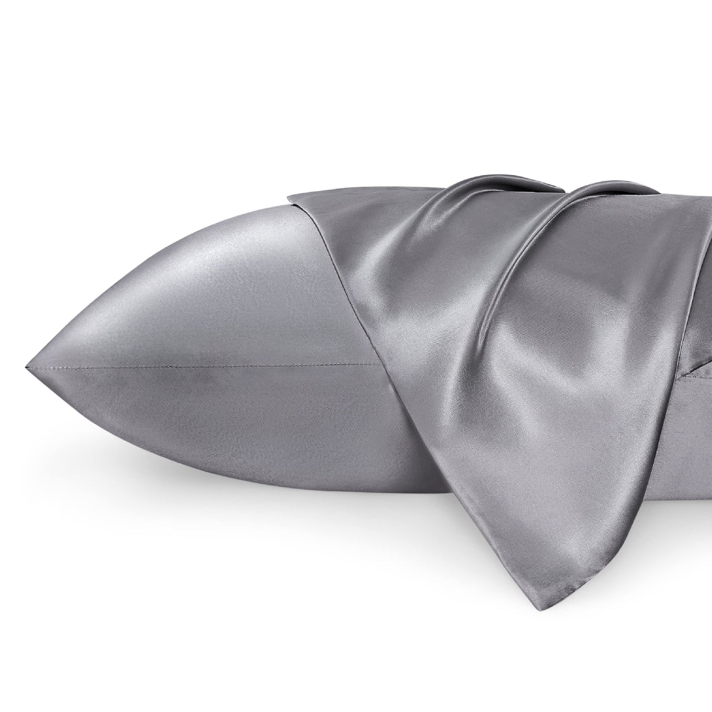 Bedsure Satin Pillowcase for Hair and Skin Queen - Silver Grey Silky Pillowcase 20x30 Inches - Set of 2 with Envelope Closure, Similar to Silk Pillow Cases, Gifts for Women Men